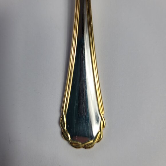 Yamazaki Tasha Dinner Fork Stainless Gold Trim 7 1/2 Silverware Flatware - Picture 5 of 13